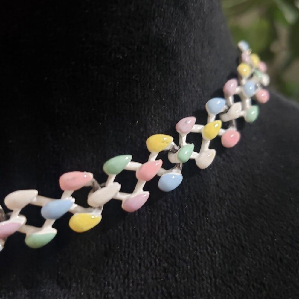 Women Fashion Charming Multicolor Linked Choker Necklace with Hook & Eye - Picture 3 of 6